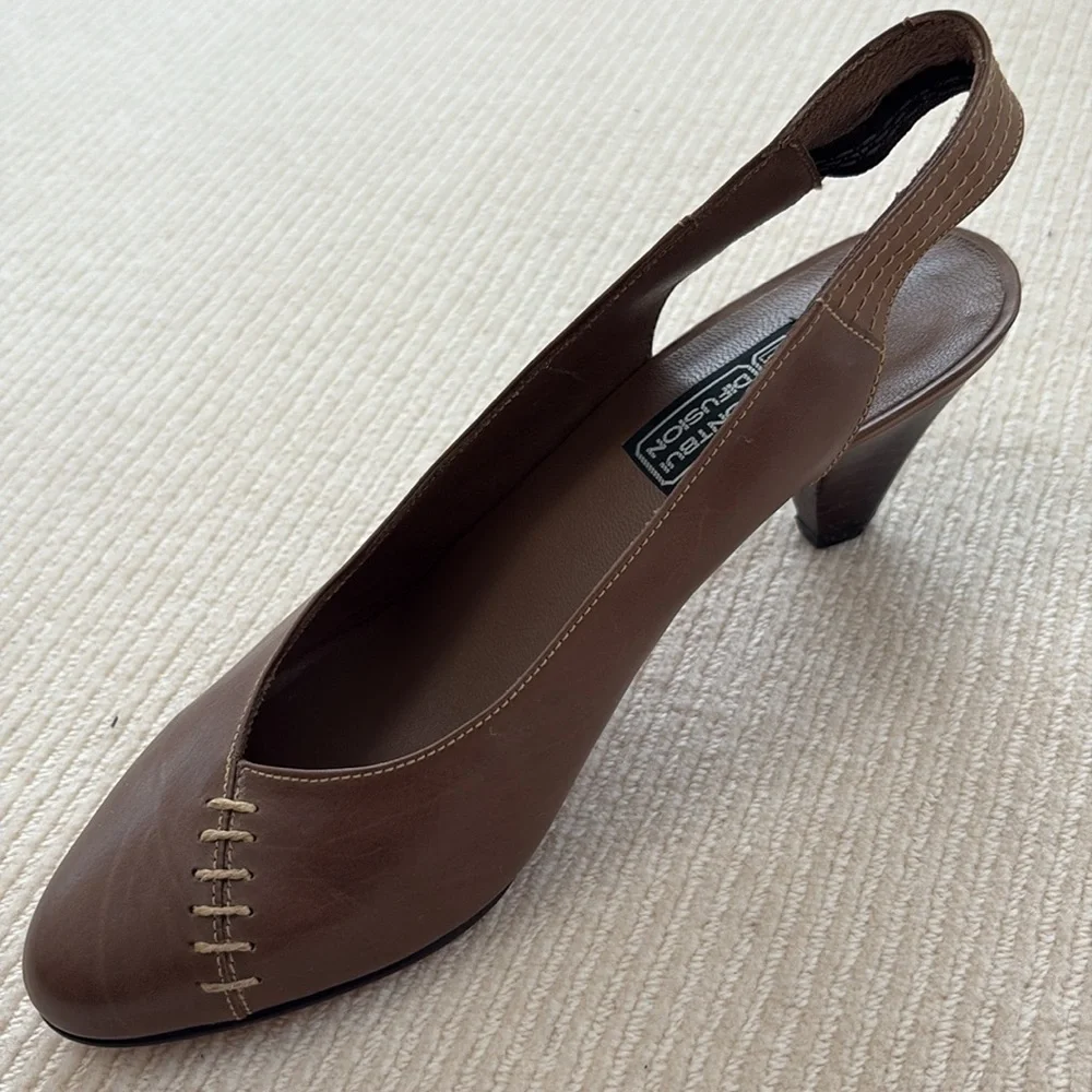 MONTBUI Elegant Brown Slingback Heels